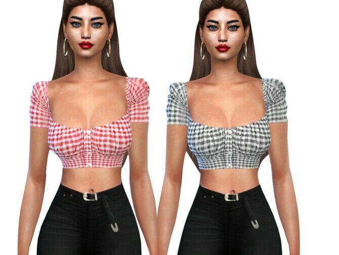 Plaid Casual Blouses By Saliwa 1 Plaid Casual Blouses By Saliwa Sims 4 CC