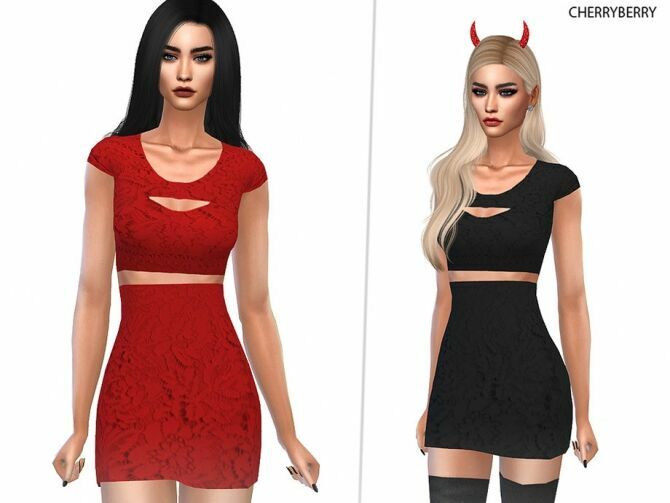 Rina Lace Minidress By Cherryberrysim 1 Rina Lace Minidress By Cherryberrysim Sims 4 CC