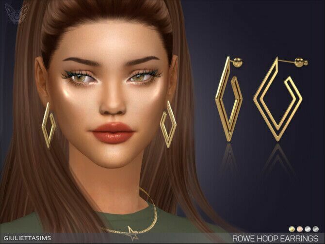 Rowe Hoop Earrings By Feyona 1 Rowe Hoop Earrings By Feyona Sims 4 CC