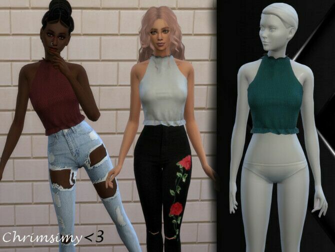 Ruffle Halter TOP By Chrimsimy 1 Ruffle Halter TOP By Chrimsimy Sims 4 CC
