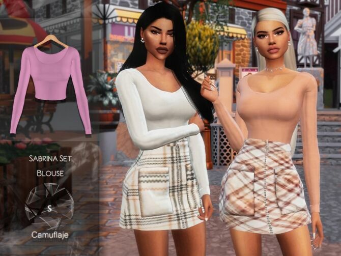 Sabrina SET Blouse By Camuflaje 1 Sabrina SET Blouse By Camuflaje Sims 4 CC