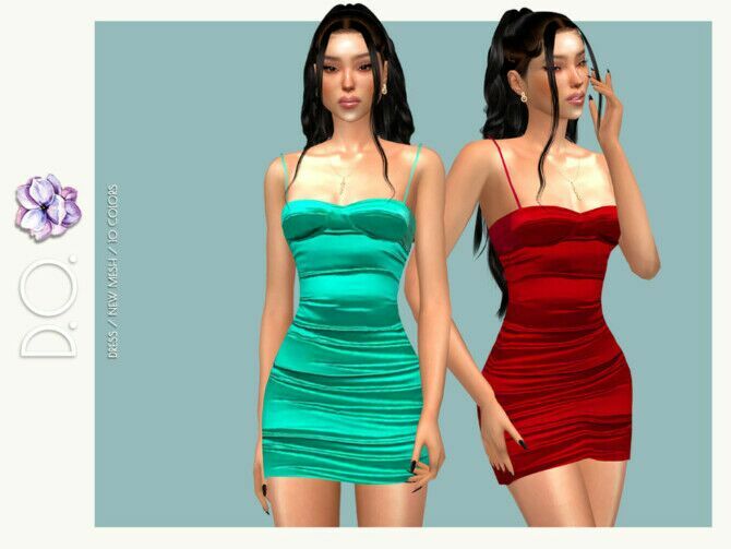 Satin Mini Dress DO122 By D.o.lilac 1 Satin Mini Dress DO122 By D.o.lilac Sims 4 CC