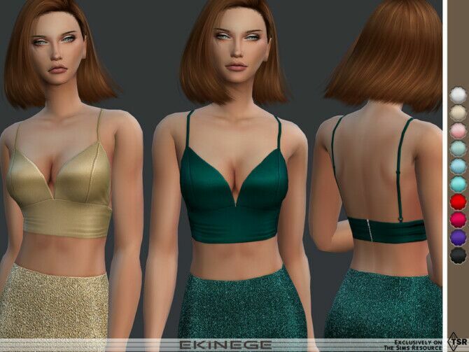 Satin Triangle Bralette TOP By Ekinege 1 Satin Triangle Bralette TOP By Ekinege Sims 4 CC