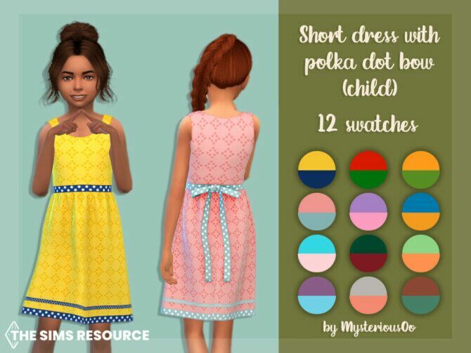 Short Dress With Polka DOT BOW (Child) By Mysteriousoo 1 Short Dress With Polka DOT BOW (Child) By Mysteriousoo Sims 4 CC