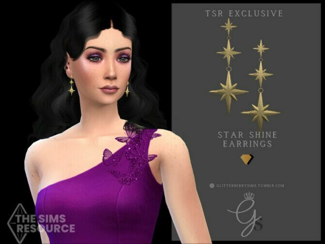 Starshine Earrings By Glitterberryfly 1 Starshine Earrings By Glitterberryfly Sims 4 CC