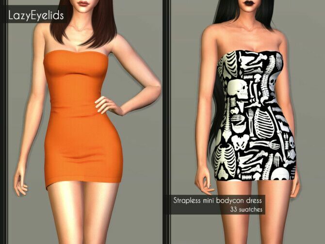 Straplees Mini Bodycon Dress At Lazyeyelids 1 Straplees Mini Bodycon Dress At Lazyeyelids Sims 4 CC