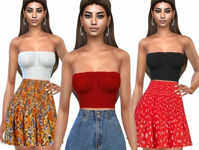 Strapless Smocked Blouse By Saliwa 1 Strapless Smocked Blouse By Saliwa Sims 4 CC