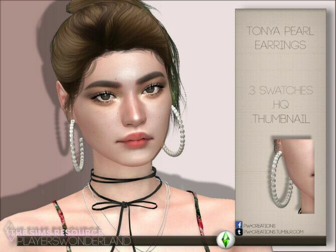 Tonya Pearl Earrings By Playerswonderland 1 Tonya Pearl Earrings By Playerswonderland Sims 4 CC