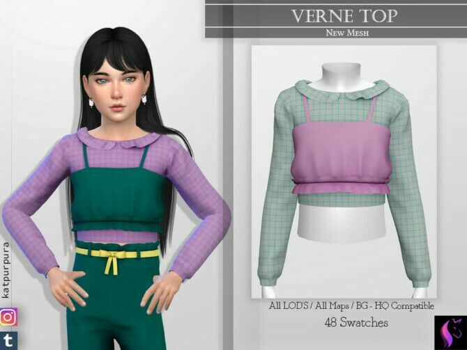 Verne TOP By Katpurpura 1 Verne TOP By Katpurpura Sims 4 CC