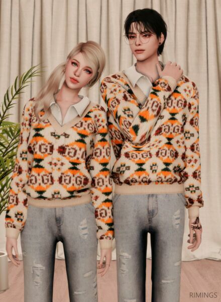 White Shirt & Knit Sweater & Vintage Straight Jeans At Rimings 4 sims 4 cc white shirt knit sweater vintage straight jeans at rimings 2