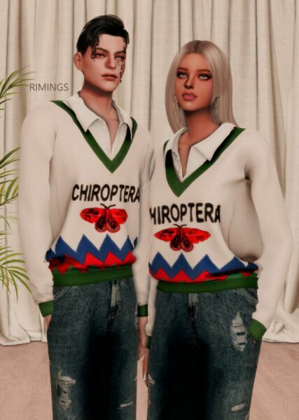 White Shirt & Knit Sweater & Vintage Straight Jeans At Rimings 3 sims 4 cc white shirt knit sweater vintage straight jeans at rimings 4