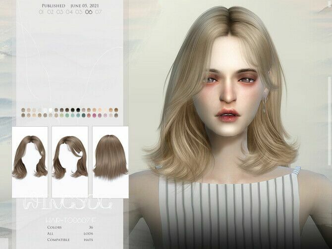 Wings-To0607 Hair By Wingssims 1 Wings-To0607 Hair By Wingssims Sims 4 CC