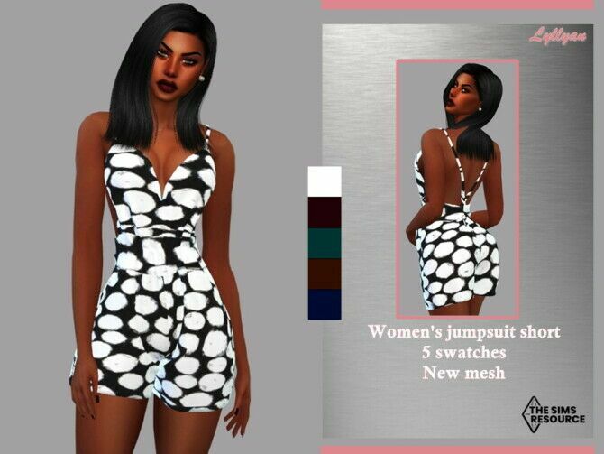 Women’s Jumpsuit Short-Kamila By Lyllyan 1 Women’s Jumpsuit Short-Kamila By Lyllyan Sims 4 CC