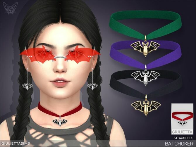 BAT Velvet Choker For Kids By Feyona 1 BAT Velvet Choker For Kids By Feyona Sims 4 CC