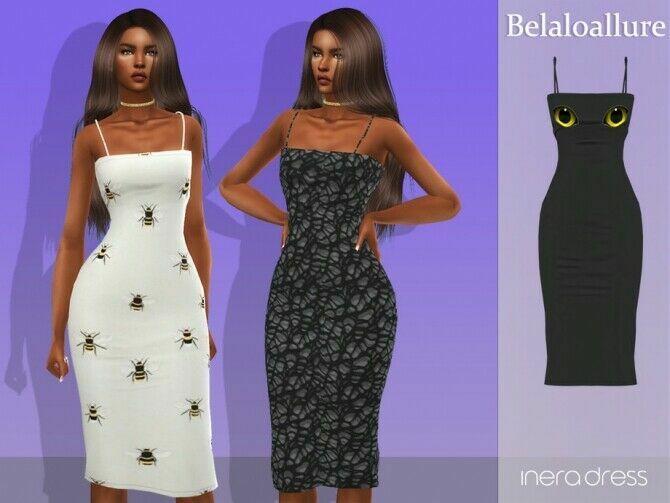 sims 4 cc belaloallure inera dress by belal1997 2