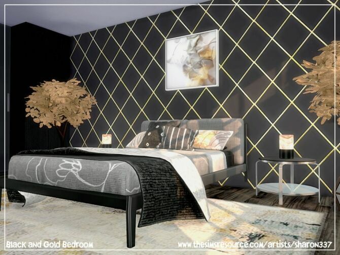 Black And Gold Bedroom By Sharon337 1 Black And Gold Bedroom By Sharon337 Sims 4 CC