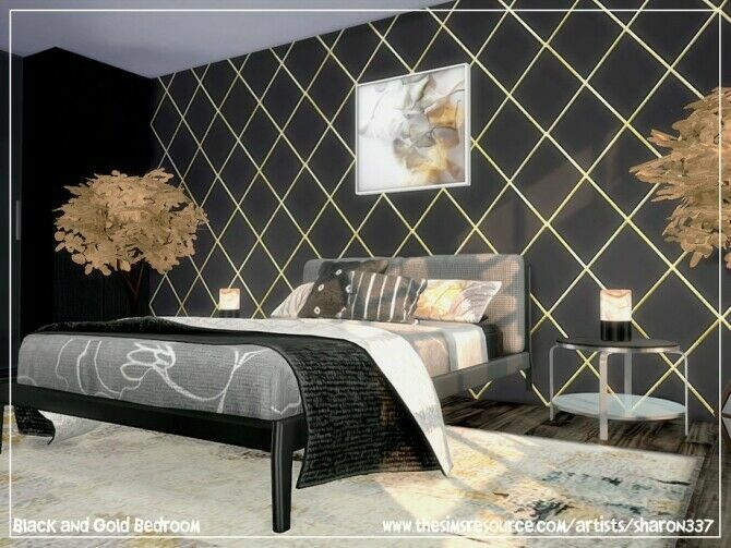 Black And Gold Bedroom By Sharon337 4 sims 4 cc black and gold bedroom by sharon337 2