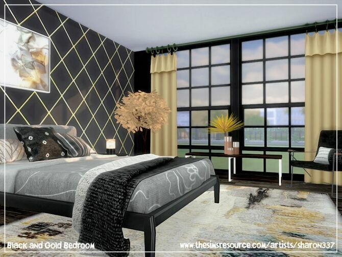 Black And Gold Bedroom By Sharon337 2 sims 4 cc black and gold bedroom by sharon337 3