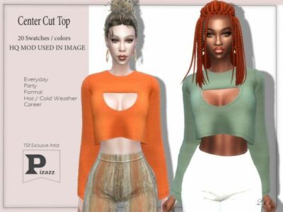 Center CUT TOP By Pizazz Sims 4 CC
