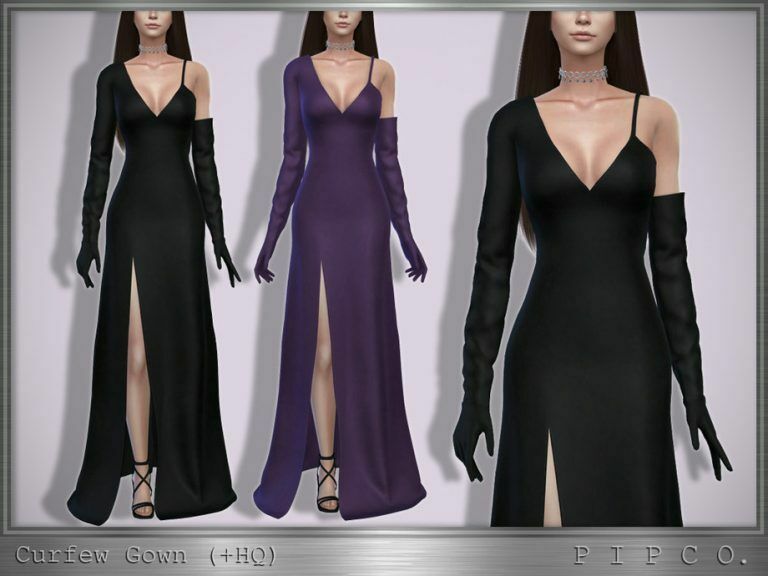 Curfew Gown By Pipco 1 Curfew Gown By Pipco Sims 4 CC