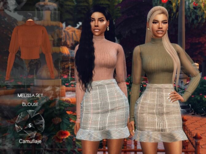 Melissa SET Blouse By Camuflaje 1 Melissa SET Blouse By Camuflaje Sims 4 CC