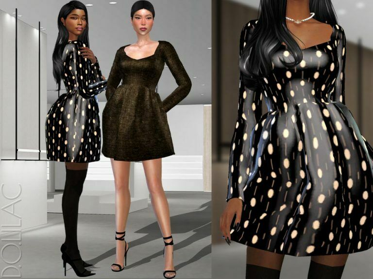 Patterned Mini Dress DO318 By D.o.lilac 1 Patterned Mini Dress DO318 By D.o.lilac Sims 4 CC