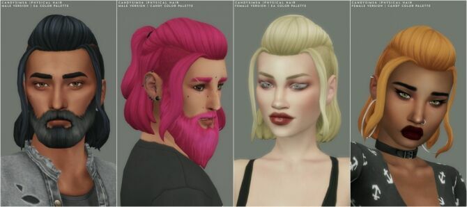 Physical Hair + TIE Recolor ACC At Candy Sims 4 Sims 4 CC