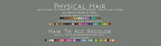Physical Hair + TIE Recolor ACC At Candy Sims 4 4 sims 4 cc physical hair tie recolor acc at candy sims 4 4