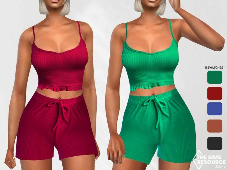 Pyjamas SET Shorts By Saliwa 1 Pyjamas SET Shorts By Saliwa Sims 4 CC