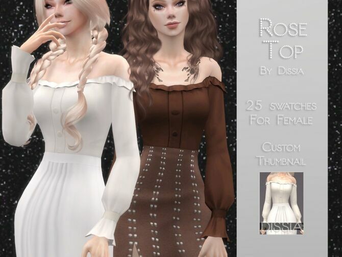 Rose TOP By Dissia 1 Rose TOP By Dissia Sims 4 CC