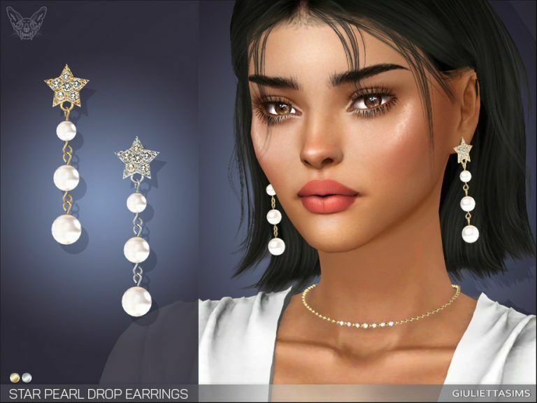 Star Pearl Drop Earrings By Feyona 1 Star Pearl Drop Earrings By Feyona Sims 4 CC