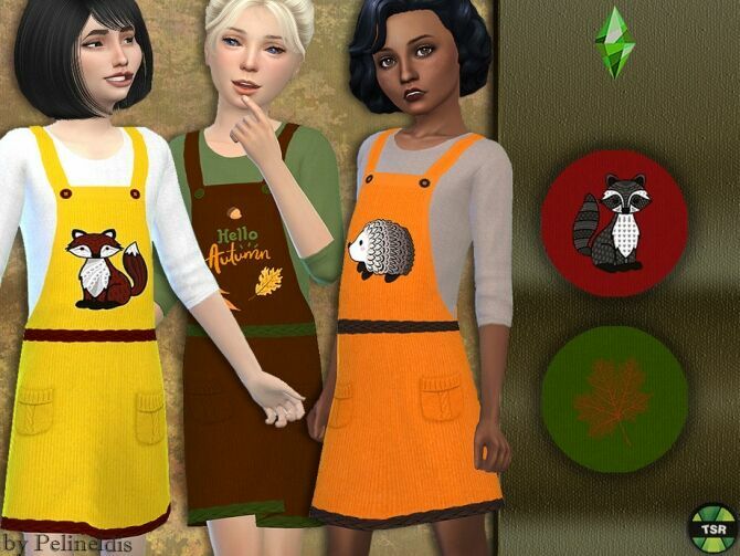 Autumn Corduroy Dungaree Dress By Pelineldis 1 Autumn Corduroy Dungaree Dress By Pelineldis Sims 4 CC
