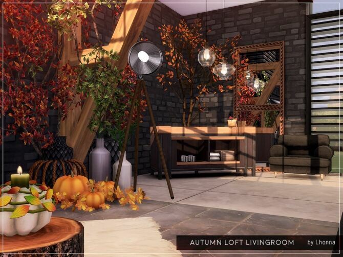 Autumn Loft Livingroom By Lhonna 2 sims 4 cc autumn loft livingroom by lhonna 2
