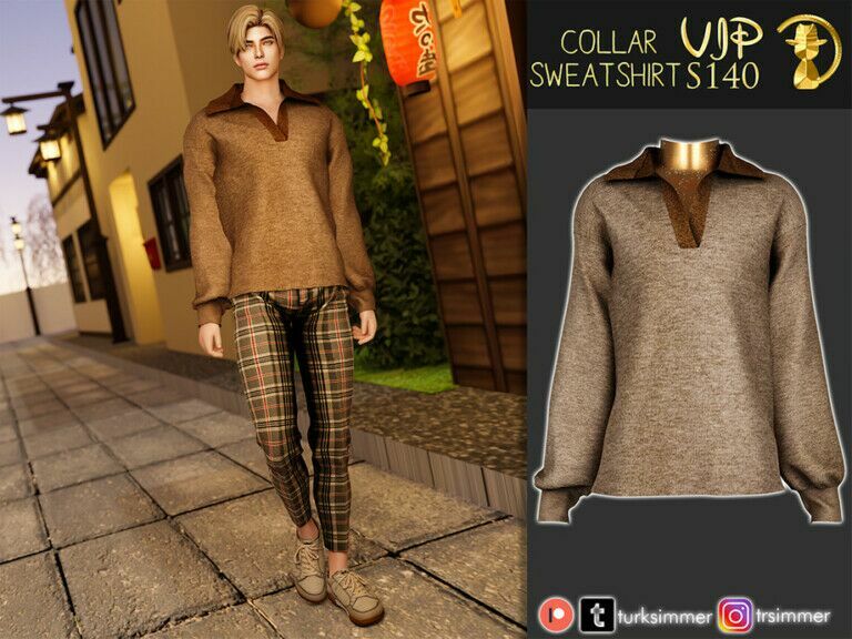 Collar Sweatshirt S140 By Turksimmer 1 Collar Sweatshirt S140 By Turksimmer Sims 4 CC