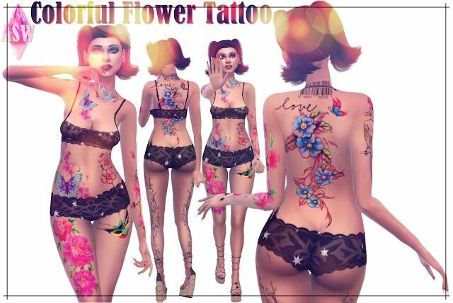 Colorful Flower Tattoo At Annett’s Sims 4 Welt 1 Colorful Flower Tattoo At Annett’s Sims 4 Welt Sims 4 CC