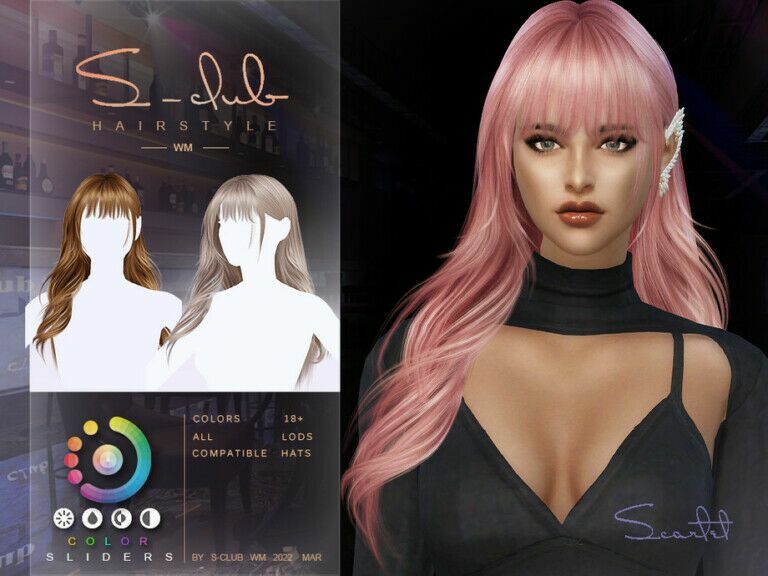 Curly Long Hair (Scarlet II) By S-Club 1 Curly Long Hair (Scarlet II) By S-Club Sims 4 CC