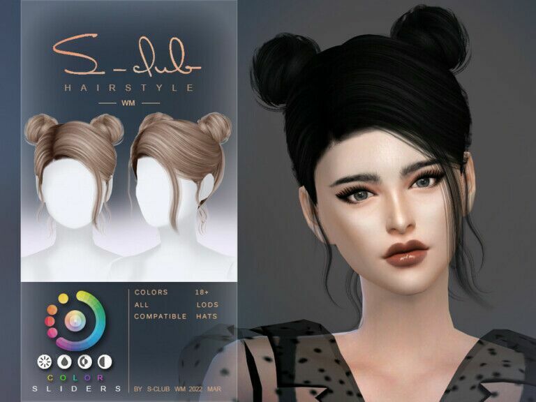 Double Buns Hair (Yoyo) By S-Club 1 Double Buns Hair (Yoyo) By S-Club Sims 4 CC