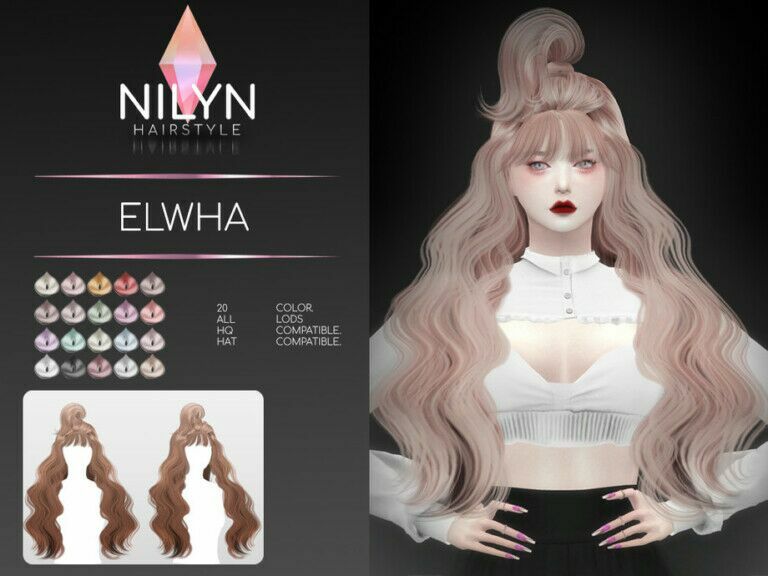 Elwha Hair By Nilyn 1 Elwha Hair By Nilyn Sims 4 CC