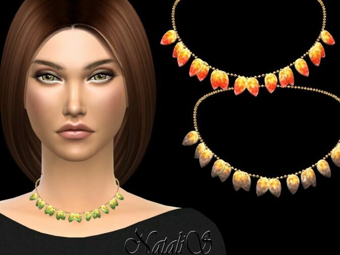 Glass Leaves Necklace By Natalis 1 Glass Leaves Necklace By Natalis Sims 4 CC