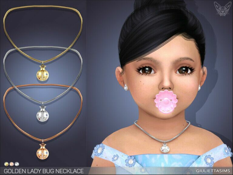 Golden Lady BUG Necklace For Toddlers By Feyona 1 Golden Lady BUG Necklace For Toddlers By Feyona Sims 4 CC