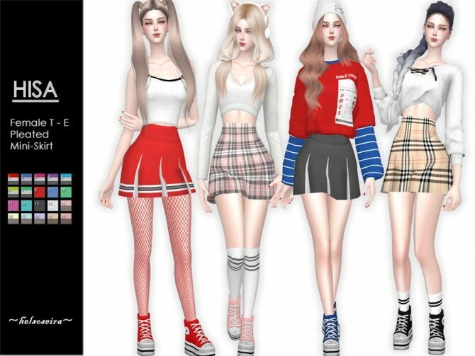 Hisa Pleated Mini Skirt By Helsoseira 1 Hisa Pleated Mini Skirt By Helsoseira Sims 4 CC