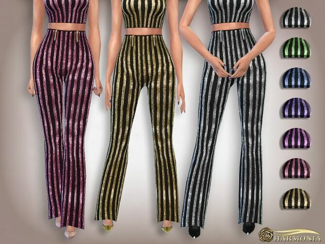 Sequin High-Waisted Flare Pants By Harmonia 1 Sequin High-Waisted Flare Pants By Harmonia Sims 4 CC