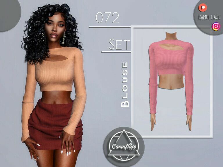 SET 072 – Blouse By Camuflaje 1 SET 072 – Blouse By Camuflaje Sims 4 CC