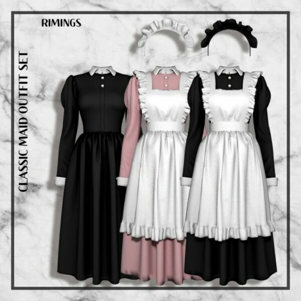 Classic Maid Outfit SET At Rimings 1 Classic Maid Outfit SET At Rimings Sims 4 CC