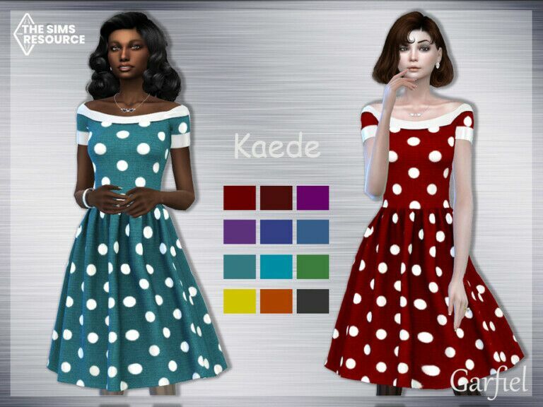 “Kaede” Polka-Dot Dress By Garfiel 1 “Kaede” Polka-Dot Dress By Garfiel Sims 4 CC