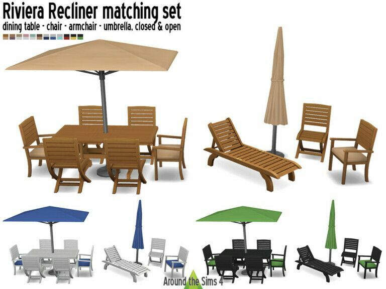 Riviera Recliner Matching SET At Around The SIM 1 Riviera Recliner Matching SET At Around The SIM Sims 4 CC