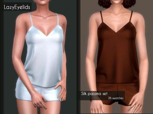 Silk Pajama SET At Lazyeyelids 1 Silk Pajama SET At Lazyeyelids Sims 4 CC