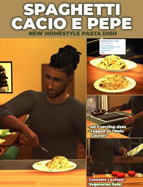 Spaghetti Cacio E Pepe – NEW Custom Recipe By Robinklocksley 1 Spaghetti Cacio E Pepe – NEW Custom Recipe By Robinklocksley Sims 4 CC