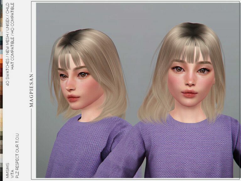 Vita Hair For Child By Magpiesan 1 Vita Hair For Child By Magpiesan Sims 4 CC