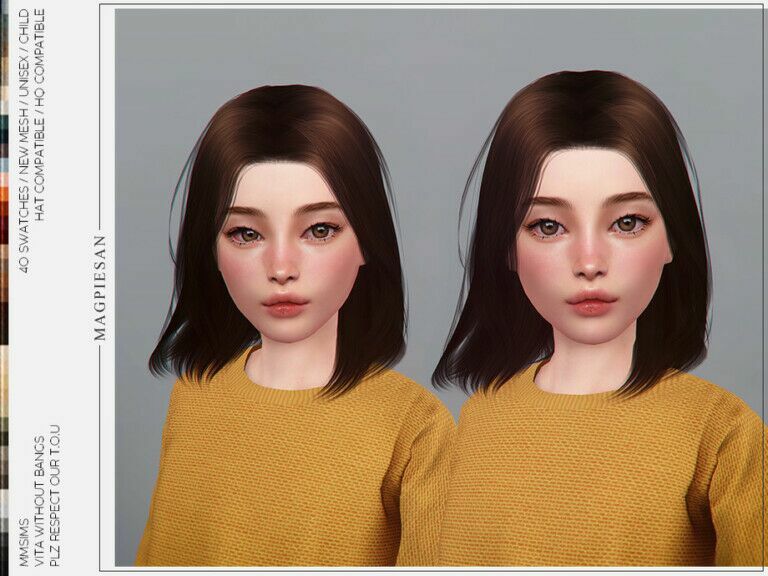 Vita Hair Without Bangs For Kids By Magpiesan 1 Vita Hair Without Bangs For Kids By Magpiesan Sims 4 CC